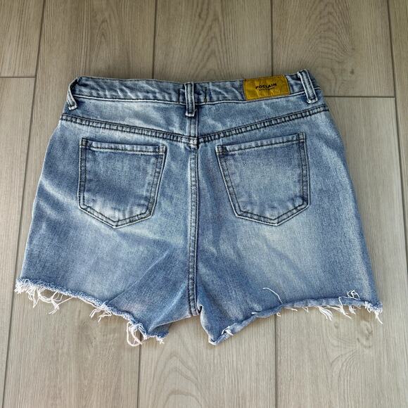 Poclain Jeans cut off raw hem denim jeans shorts Korean fashion medium 28 - Picture 2 of 5